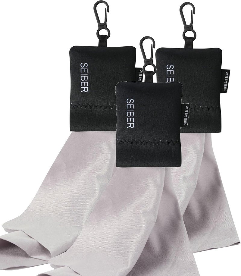 SEIBER Eyeglass Cleaning Microfiber Cloth - with Neoprene Pouch | 7 x 7 inch Glasses Cleaning Cloth for Sunglasses,Laptops, Cameras,Screen| Self-Closing Bottom(3PCS,BK) - Image 1